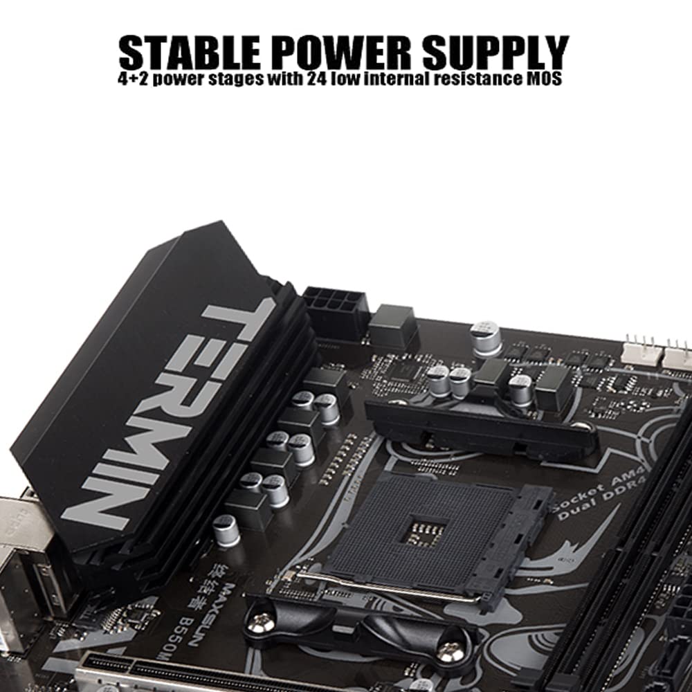 MAXSUN Motherboard B550 Terminator Gaming M-ATX PC Motherboard AMD AM4 Zen 3, DDR4, PCIe 4.0, M.2, SATA 6Gb/s, USB 3.2 HDMI/VGA, Micro ATX AMD for Ryzen 5000 & 3000 Series Processors