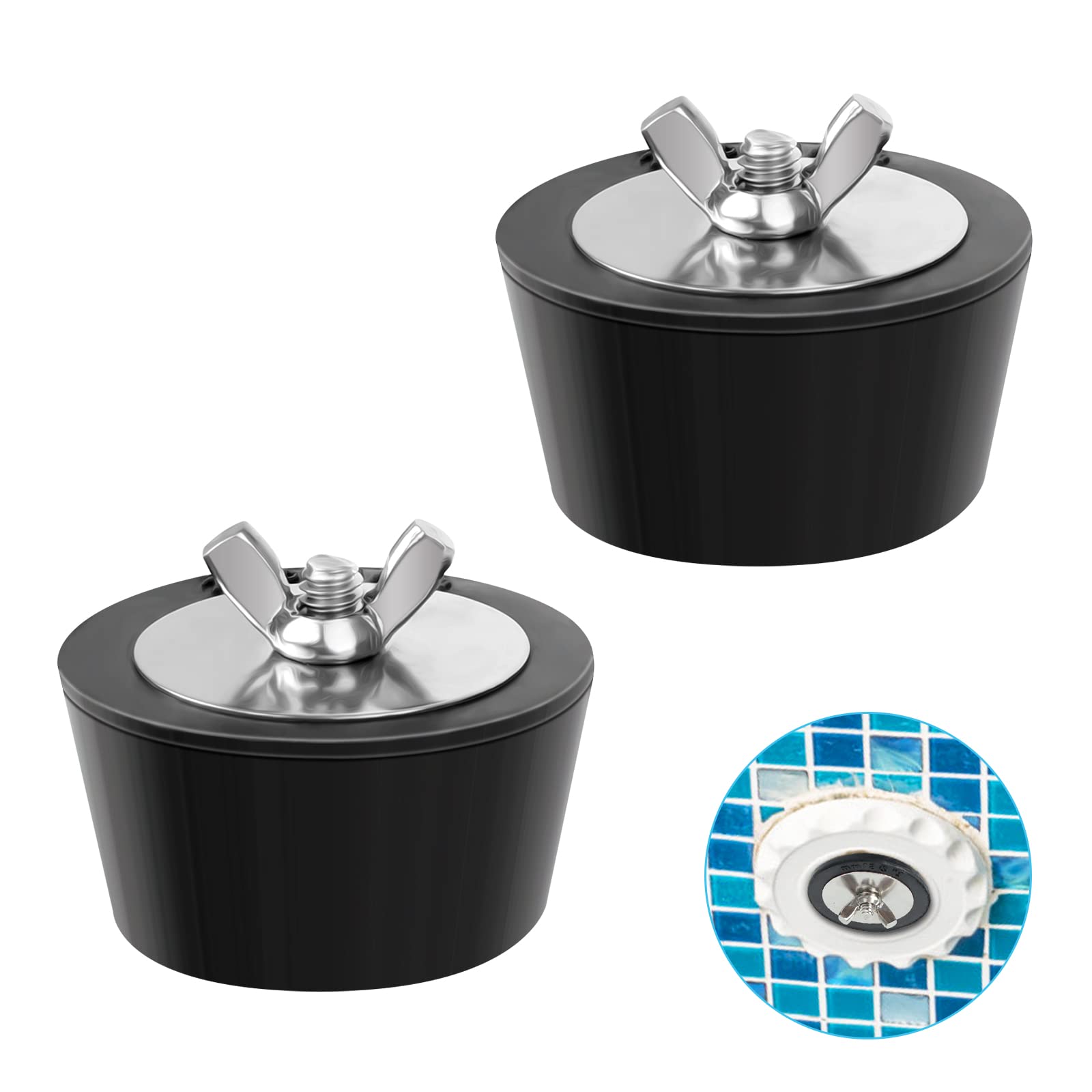 2Pcs Pool Winterizing Plug 51mm/2inch Winter Rubber Plug Pool Winter Plug Winterizing Expansion Plug with Metal Bolts to Prevent Frost Damage to Swimming Pool Drain Pipelines