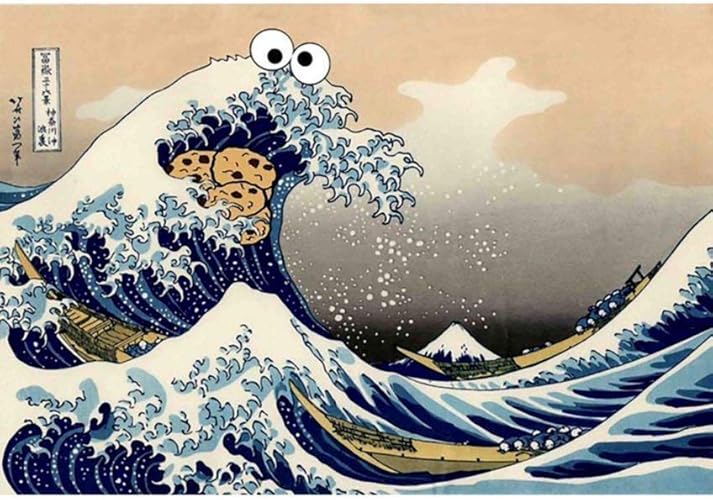 Amazon Co Jp 葛飾北斎 神奈川沖浪裏 クッキー モンスター セサミストリート 浮世絵 Tシャツ M L Xl ビッグ オーバー サイズ Xxl 5xl 黒 長袖 対応 ホビー