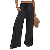 HOTGIFT 2026 Womens Pants Wide Leg High Waisted Adjustable Drawstring Trousers with Pockets Casual Lightweight