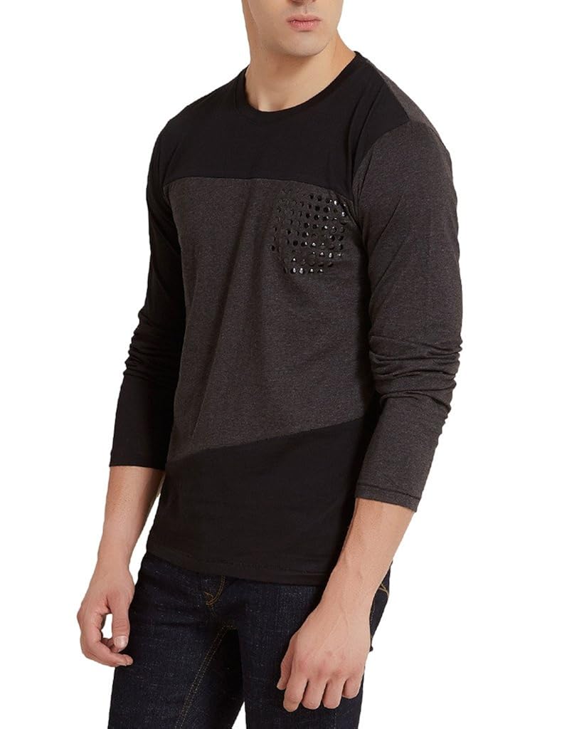 elaborado men's round neck tshirt - black