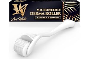 LEXI WHITE BEAUTY Derma Roller for Hair, Beard & Skin – Titanium Microneedling Roller for Face & Scalp, Safe & Easy to Use for Men and Women 0.25mm - White