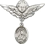 Sterling Silver Baby Badge Guardian Angel Pin with