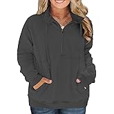 VISLILY Plus-Size-Sweatshirts for Women Oversized Half Zip Pullover Casual Long Sleeve Sweater Dressy Tops with Pocket XL-5XL