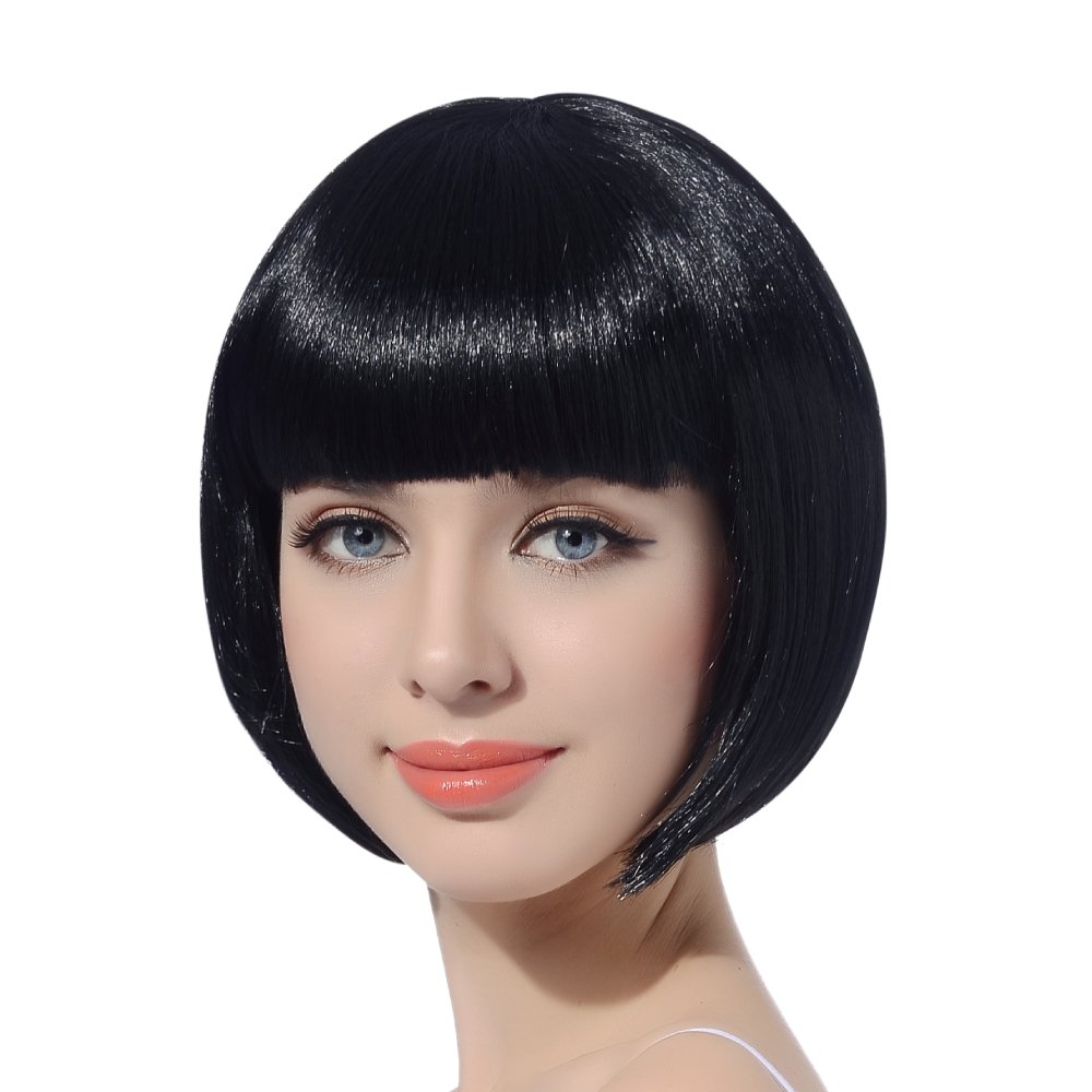 Amazon Com Black Short Bob Cosplay Flapper Wig Synthetic Costume