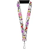 Buckle-Down Peanuts Lanyard, Peanuts Snoopy and Woodstock Graffiti Collage Multi Color, Elastic