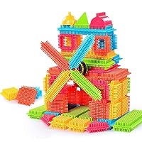 Fiudx Birthday Present 150pcs Bristle Shape 3D Building Blocks Tiles Construction Playboards Toys