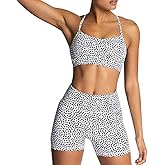 IMEKIS Women's Workout Sets 2 Piece Yoga Outfit High Waisted Biker Shorts Leggings Sports Bra Gym Fitness Clothes Tracksuit