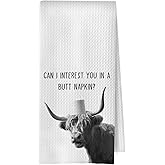 BlissfulAbon Highland Cow Bathroom Towels - Funny Farmhouse Cow Decorative Waffle Weave Hand Towels, Western Bathroom Towel, 16×24 Inches