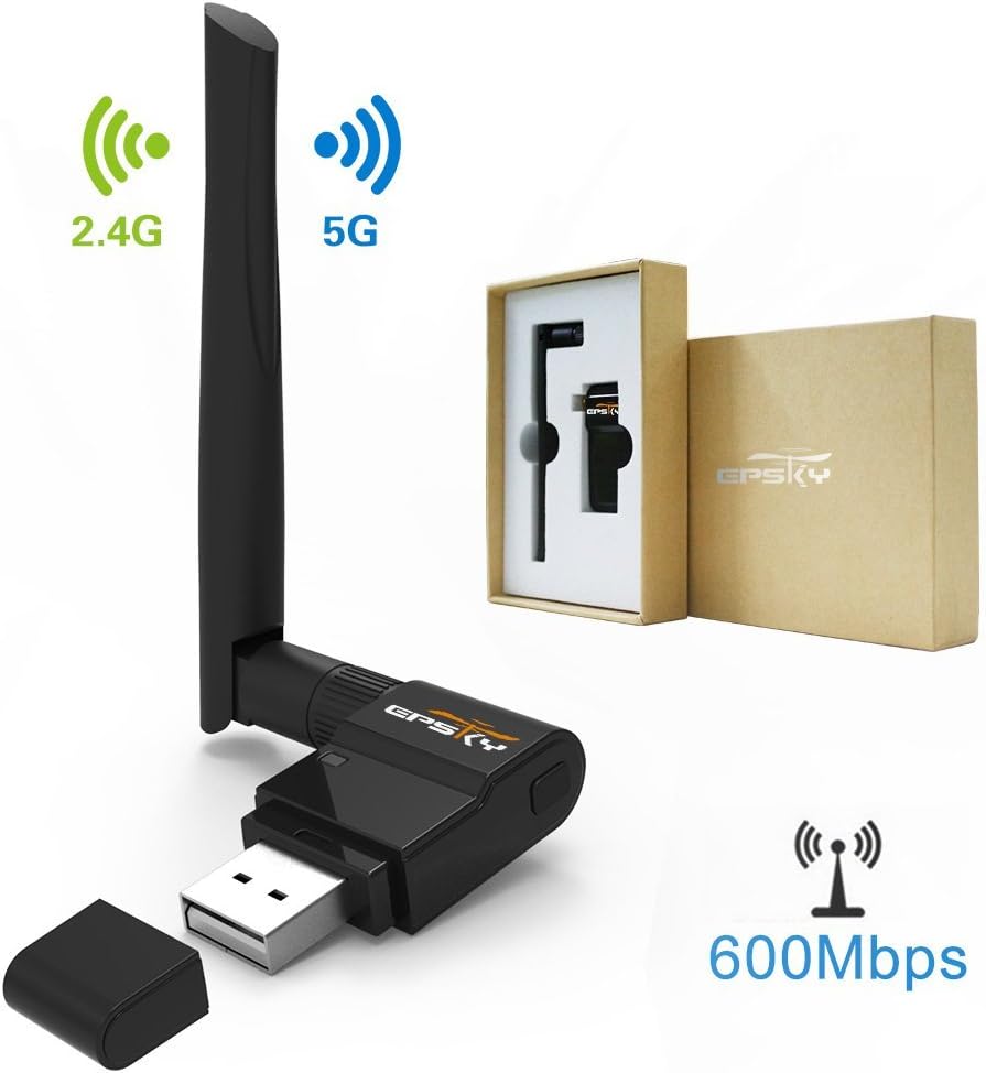 Wifi Adapter AC 600Mbps Wireless Usb Adapter for Desktop / Laptop Dual Band 5/2.4 GHz Wifi Usb Dongle with External Antennas for PC Supports Windows XP/Vista/7/8/10/ Mac OS X 10.6-10.13