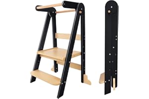 HARPPA Nordi Foldable Toddler Kitchen Tower, Adjustable Montessori Learning Helper for Kitchen, 3 Height Settings, Pre-Assemb