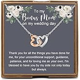 OKEYCH StepMom Stepmother Gift, To My Bonus Mom On My Wedding Day Necklace, BonusMom Gifts from Dau-ghters, UnbiologicalMom Jewelry