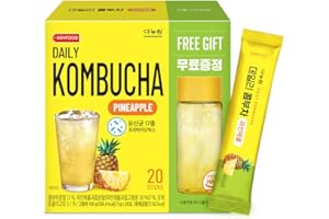 KAYFOOD-Kombucha-Pineapple-Garden-Daily 20 Sticks with Gift Bottle Zero Sugar, Diet, Gut Healthy Sparkling Beverage, Fermented Korean Drinks for Iced Tea Hot Tea, Workout Tea 3.52oz (100g)