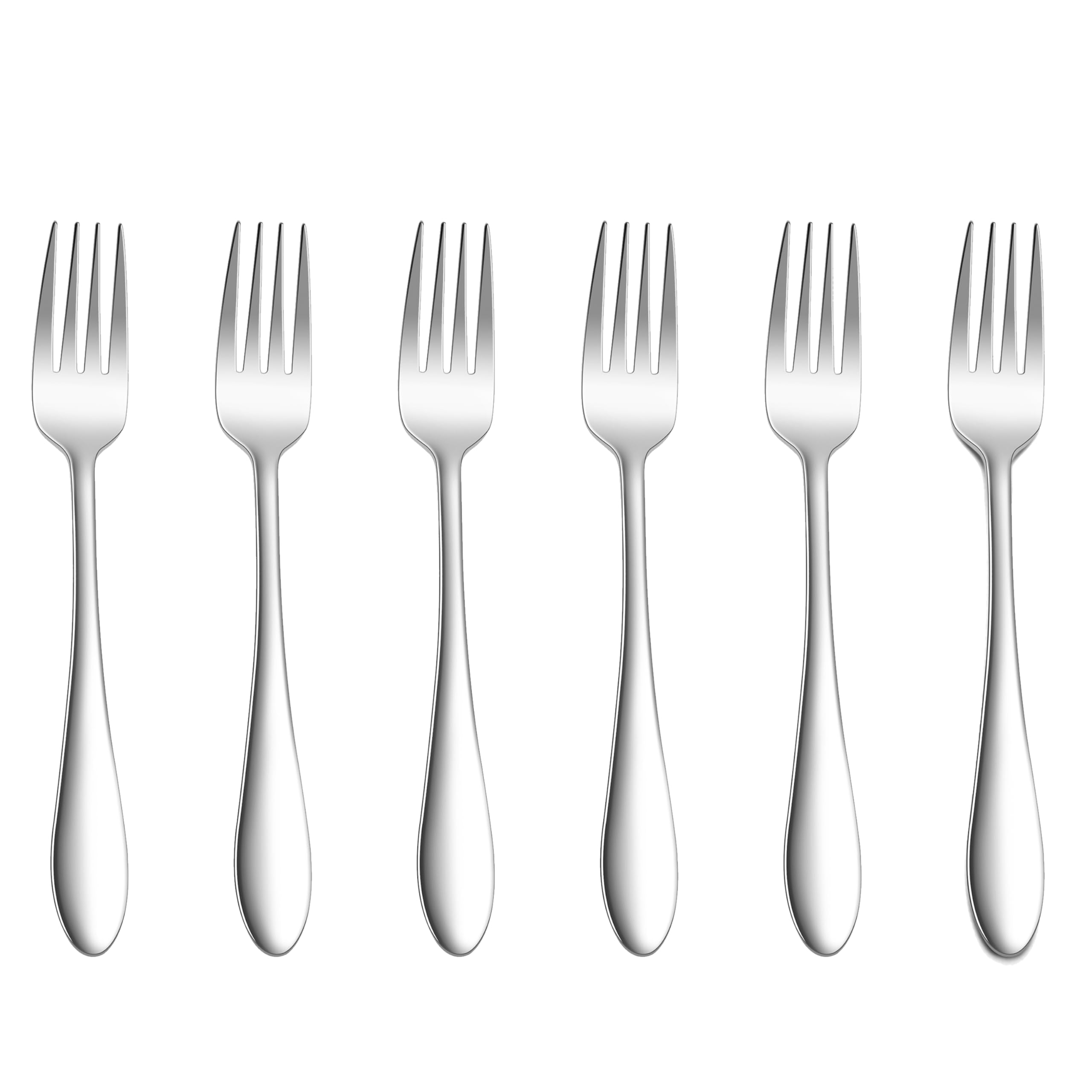 Herogo Fork Set of 6, Stainless Steel Dinner Fork Set, Table Fork with Polished Curved Handle, Ideal for Home, Hotel, Restaurant, Durable & Dishwasher Safe, Metal Silver (20 cm)