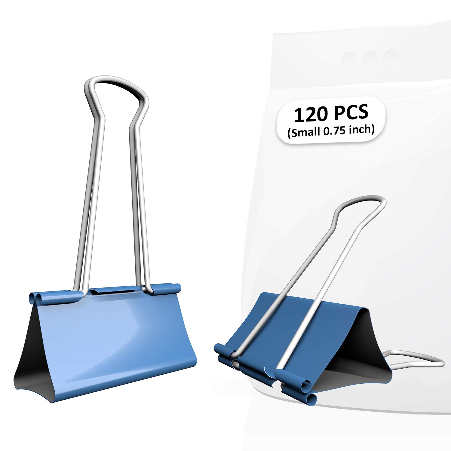 Nctinystore Binder Clips Small Metal Clamp 3/4 in (0.75 inch)(Small, Blue, 120