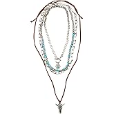SyhirNmly Western Jewelry for Women,Western Necklaces Boho Layered Charm Necklace,Turquoise Beaded Choker Ox-head Pendant Necklace,Country Concert Cowgirl Dresses Accessories