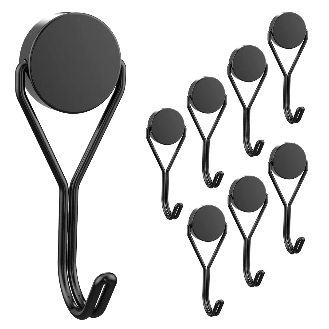 Lokediren Magnetic Hooks, 18Lbs 180° Heavy Duty Magnet Hooks, Super Strong Cruise Ships Magnetic Hook for Hanging, Grill, Kitchen, Refrigerator, Wreath, Keys Holders,Wreath, Towel-4 Pack(Black)