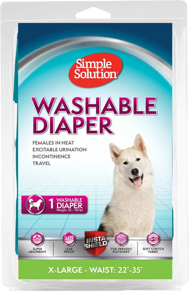 Simple Solution Washable Re-usable Female Dog Diapers, Absorbent with Leak Proof Fit for Excitable Urination, females in heat or Incontinence - 1 x XL Dog Diaper