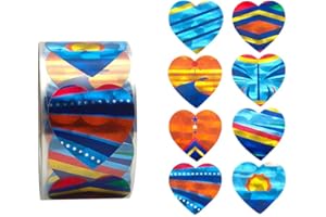 250Pcs Fashion Colored Love Stickers, Laser Paper, Light Film, Adhesive Sticker, Sealing Sticker, DIY Stationery Stickers for