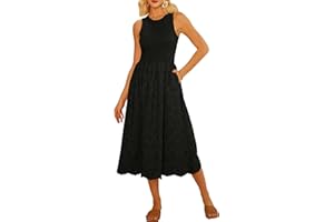 GRACE KARIN Women's Summer Sleeveless Tank Dress A Line Midi Dress Cotton Crewneck Casual Holiday Dress with Pockets