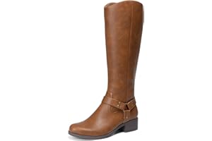 DREAM PAIRS Boots For Women Knee High, Comfortable Pull On Side Zipper Buckle Riding Boots