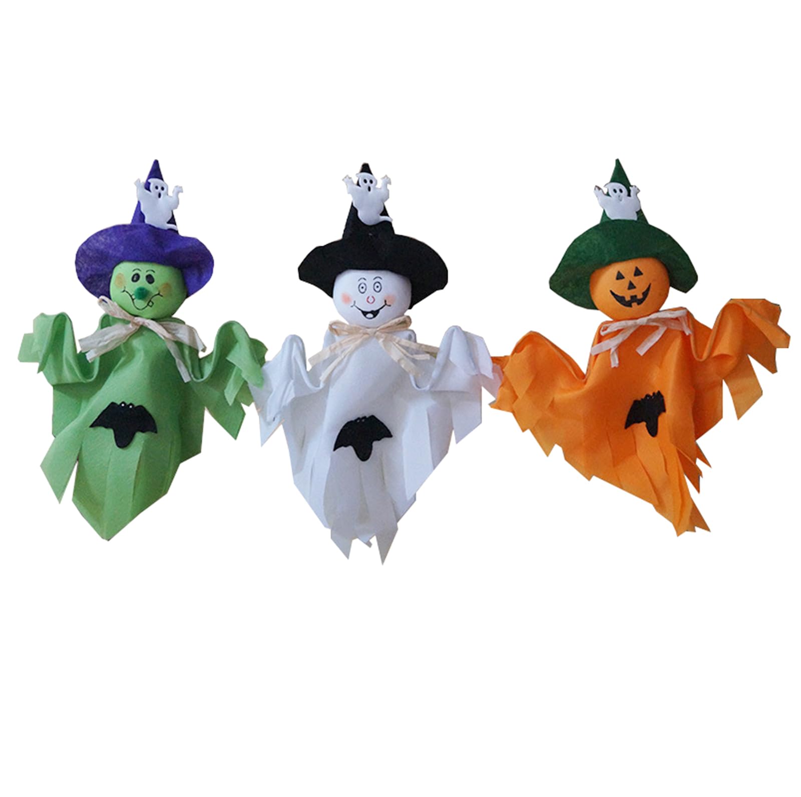 PMELCXD Ghost Halloween Hanging Decorations,Halloween Hanging Ghost Halloween decorations 3pcs orange pumpkin wizard hat Halloween decoration hanging pumpkin decorations