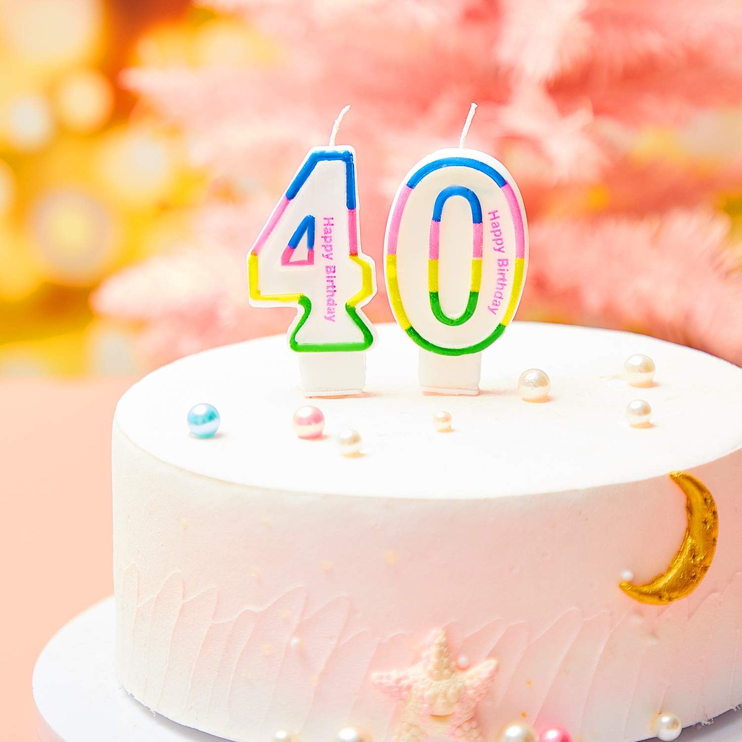 Numero 40 Bougies De Gateau Danniversaire Arc En Ciel Bougies Danniversaire De Numero Et 12 Pieces Bougies De Gateau Colorees En Spirale Pour Fournitures De Fete Danniversaire Cuisine Et Maison Accessoires De Decoration De