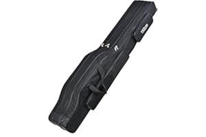 Srempeom 3 Layers Fishing Pole Bag,Portable 3 Layers Oxford Folding Rod Carry Case,Fishing Reel Tackle Storage Bag Case