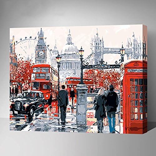 Made4u [ London Series [ 20" ] [ Thicker (1") ] [ Wood Framed ] Paint By Numbers Kit with Brushes and Paints for Adult ( London HHGZGX8362 )