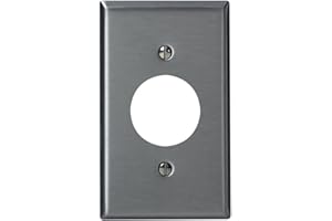 Leviton 1-Gang, Single 1.406-Inch Hole Device Receptacle Wallplate, Standard Size, Device Mount, Stainless Steel, 84004-40