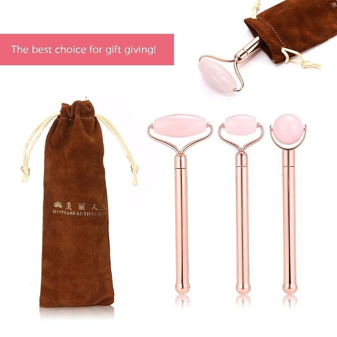 leegoal Rodillo de Jade para Cara, 3 en 1 Cuarzo Multifuncional ...