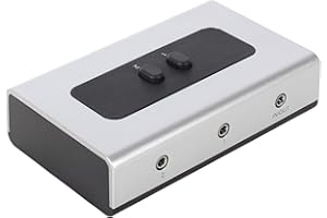 ANTEC 2 Port 3.5mm Stereo Manual Switch Box AUX Audio Speaker selector(Wall Mount Hole Built-in, Wall or Table Available)