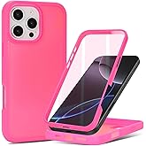 CoozCase for iPhone 16 Pro Max Case with Built-in Screen Protector & Full Body Protective,for Apple iPhone 16 Pro Max Phone Cases for Men Women Girl-Rose Red