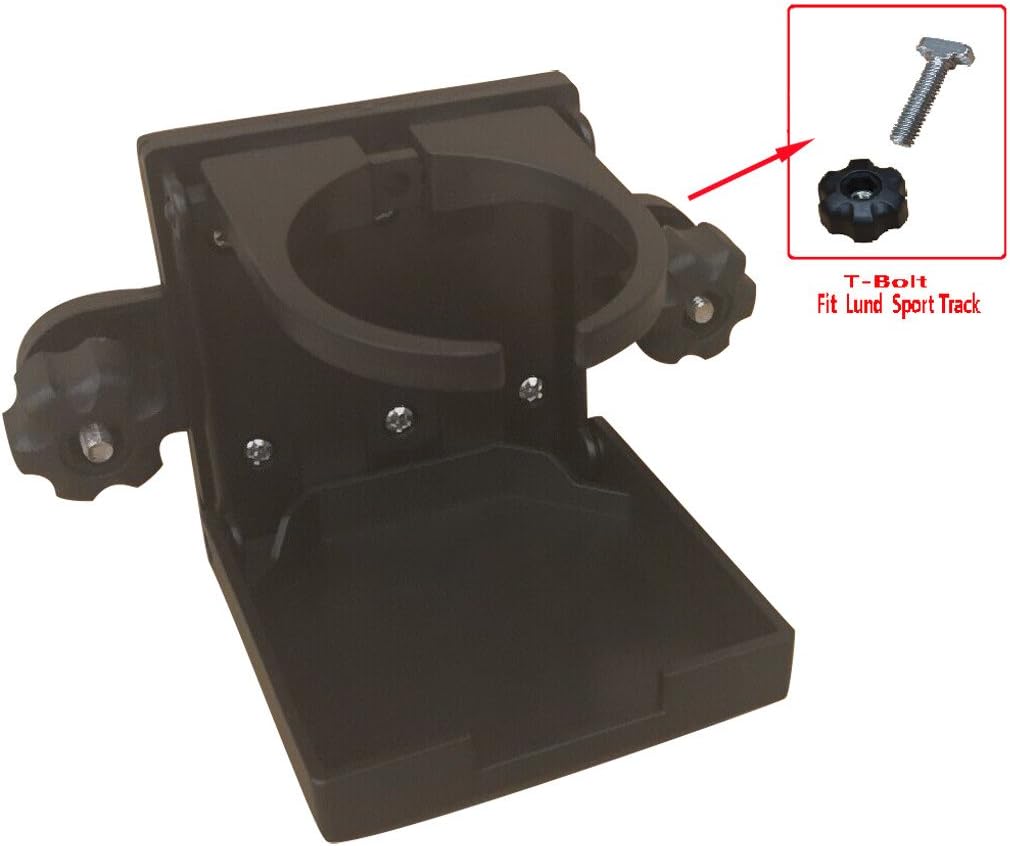 Brocraft Folding Cup Holder for Tracker Boat Versatrack System/90 Degree Lund Sport Track-Black