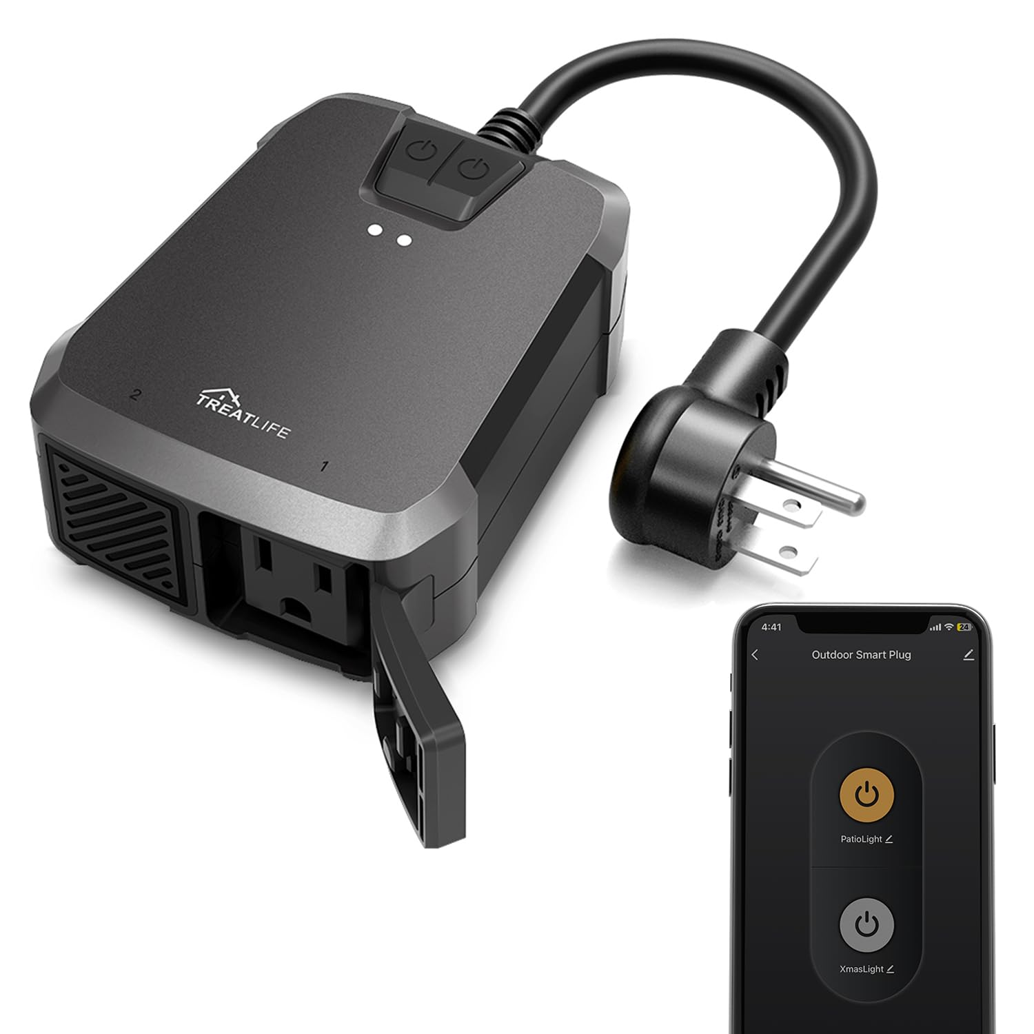 TREATLIFE Outdoor Smart Plug with 2 Individual Control Outlets, IP64 ...