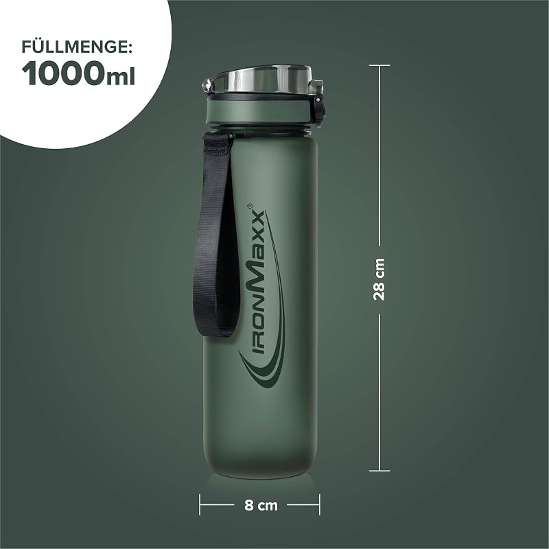 Sport Water Bottle – Mineral Green 1000ml | Robuste & auslaufsichere Trinkflasche mit Schraubverschluss | BPA-frei & wiederverwendbar | Perfekt für Training, Alltag & unterwegs