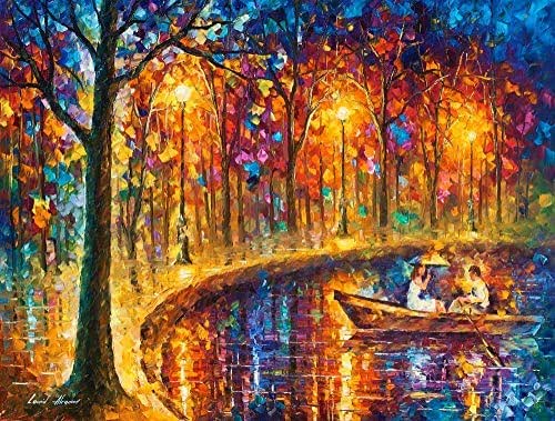 Amazon.com: Lake Scene Paintings Evening Scenery Wall Art On Canvas By