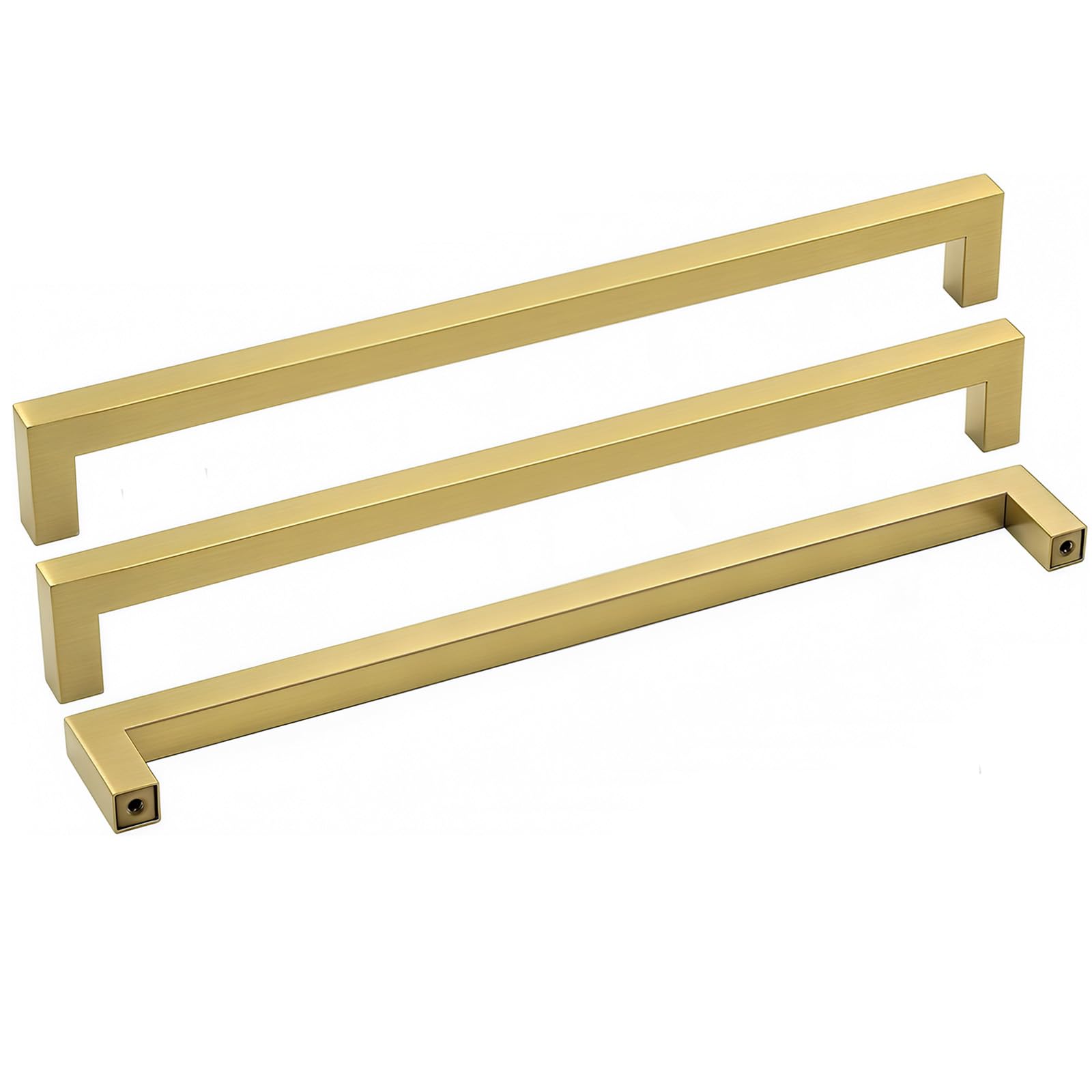 Goldenwarm Brushed Brass Cabinet Handles Filing Cabinet Handles -LSJ12GD288 Kitchen Cabinet Door Handles 288mm Hole Centers Square Cupboard Door Handle 5 Pack — image 1