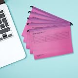 MerryNine Suspension Files 15PCS Polypropylene A4 Pink with Tabs Card Inserts view 3