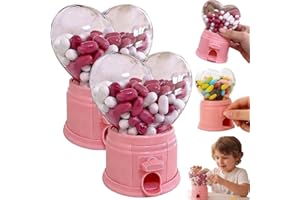2027 New Heart Shaped Candy Dispenser - Valentine Candy Dispenser Machine,Pink Heart Shape Gumball Machine for Kids,Small Gum