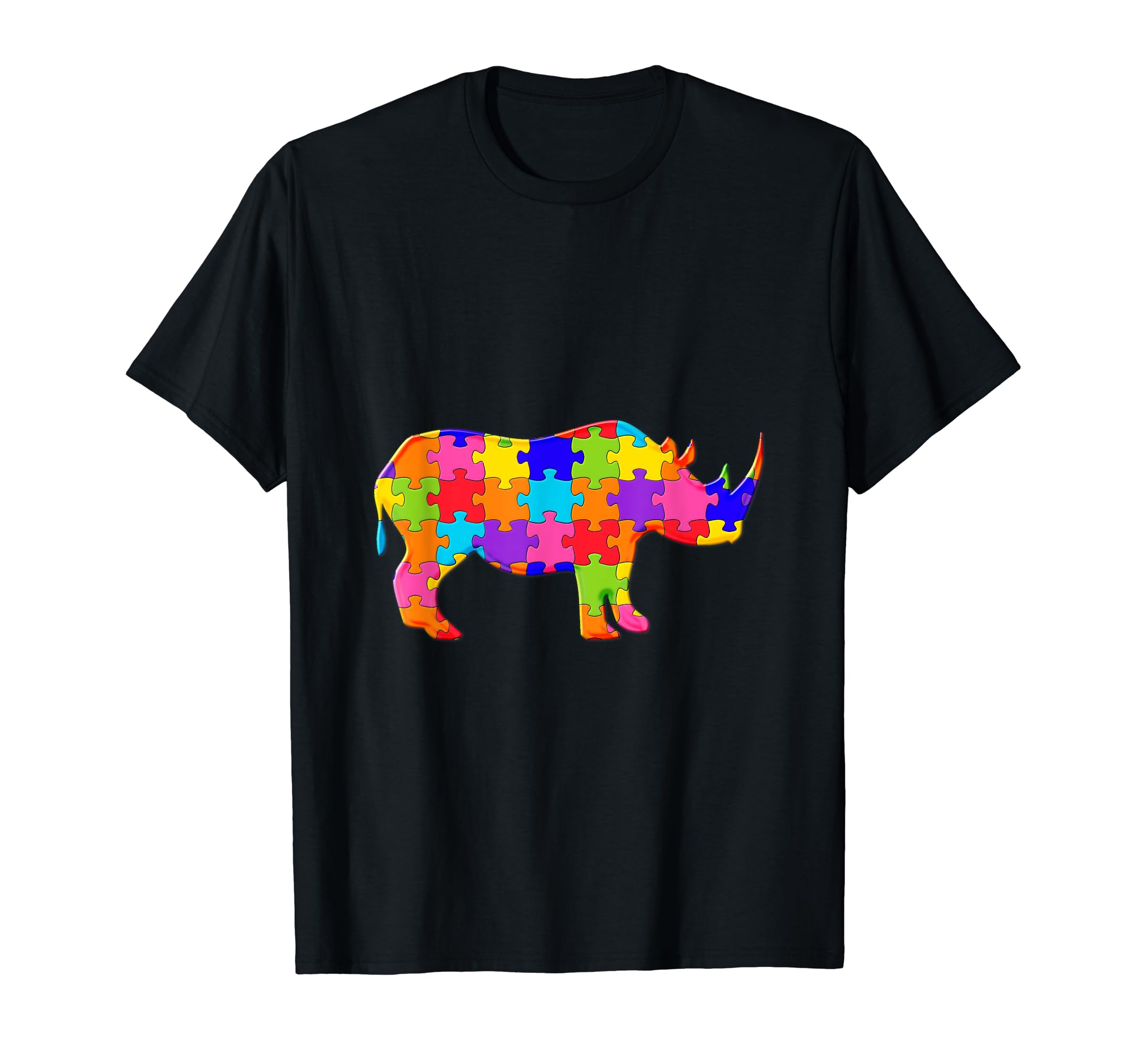 Rhino rhinoceros Animal chubby unicorn Jigsaw Autism Puzzle T-Shirt