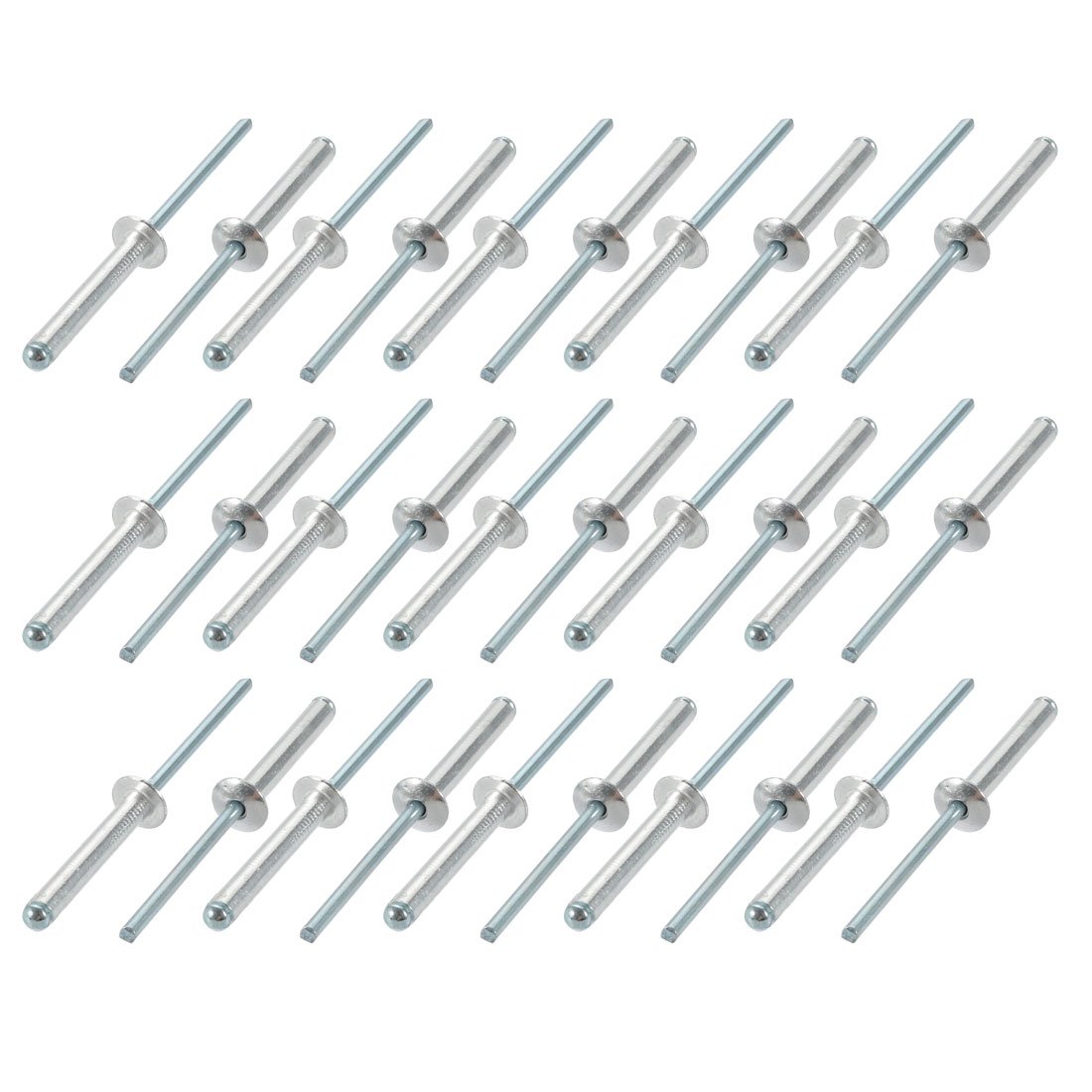 Sourcingmap 30 Pcs 4mm x 25mm Aluminum/Steel Open End Blind Rivets