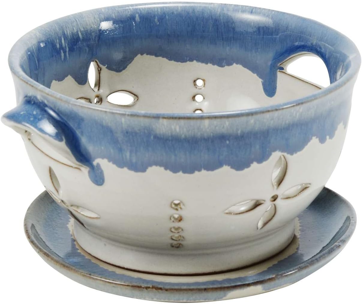 Small Ceramic Berry Colander With Saucer 'Bowl of Berries Small Colander'