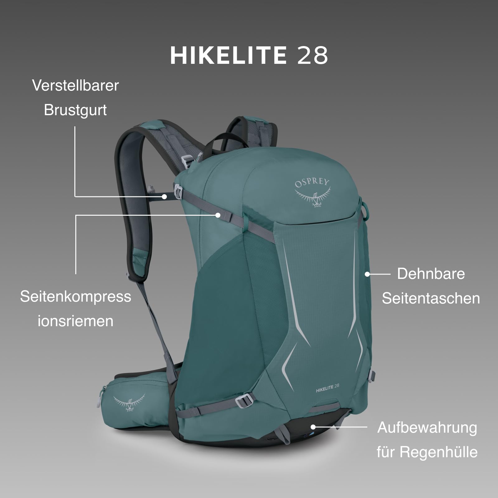 Osprey Hikelite Unisex-Wanderrucksack, 28L, Cascade Blue 3