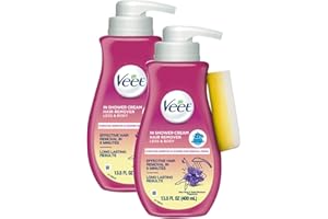 Veet Sensitive Formula with Aloe Vera In Shower 13.5 Fl Oz. Hair Removal Cream for Legs & Body (2 Pack)