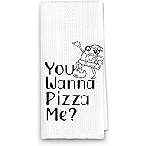 ETYZE Funny Pizza Kitchen Towel Dish Towels for Kitchen,You Wanna Pizza Me Tea Towels Absorbent Hand Tea Bathroom Towel,Gifts for Pizzas Lover Housewarming Gifts,24x16 Inch