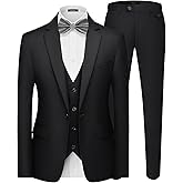 MAGE MALE Men's 3 Pieces Suit Elegant Solid One Button Slim Fit Single Breasted Party Blazer Vest Pants Set