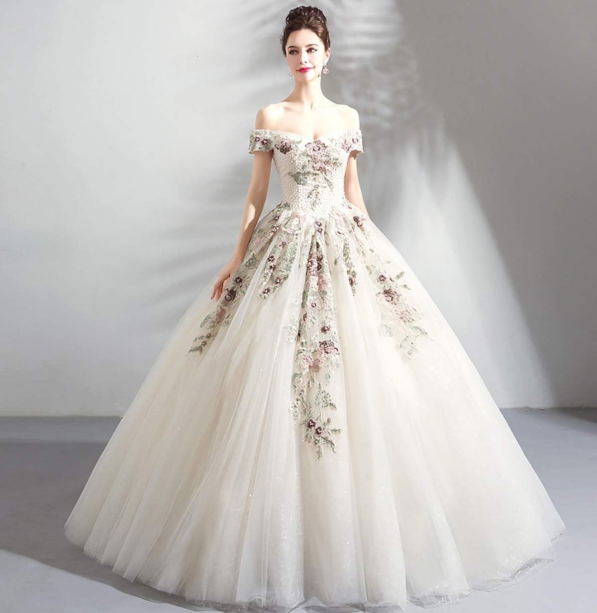 white cinderella prom dress