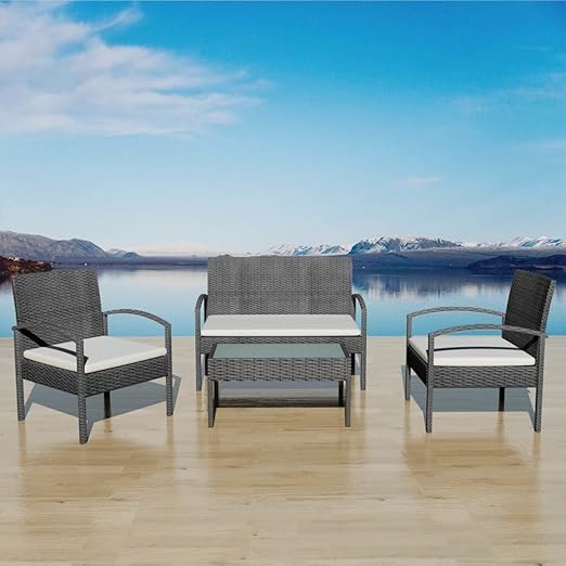 Amazon Com Festnight 4 Pcs Garden Rattan Patio Furniture Set