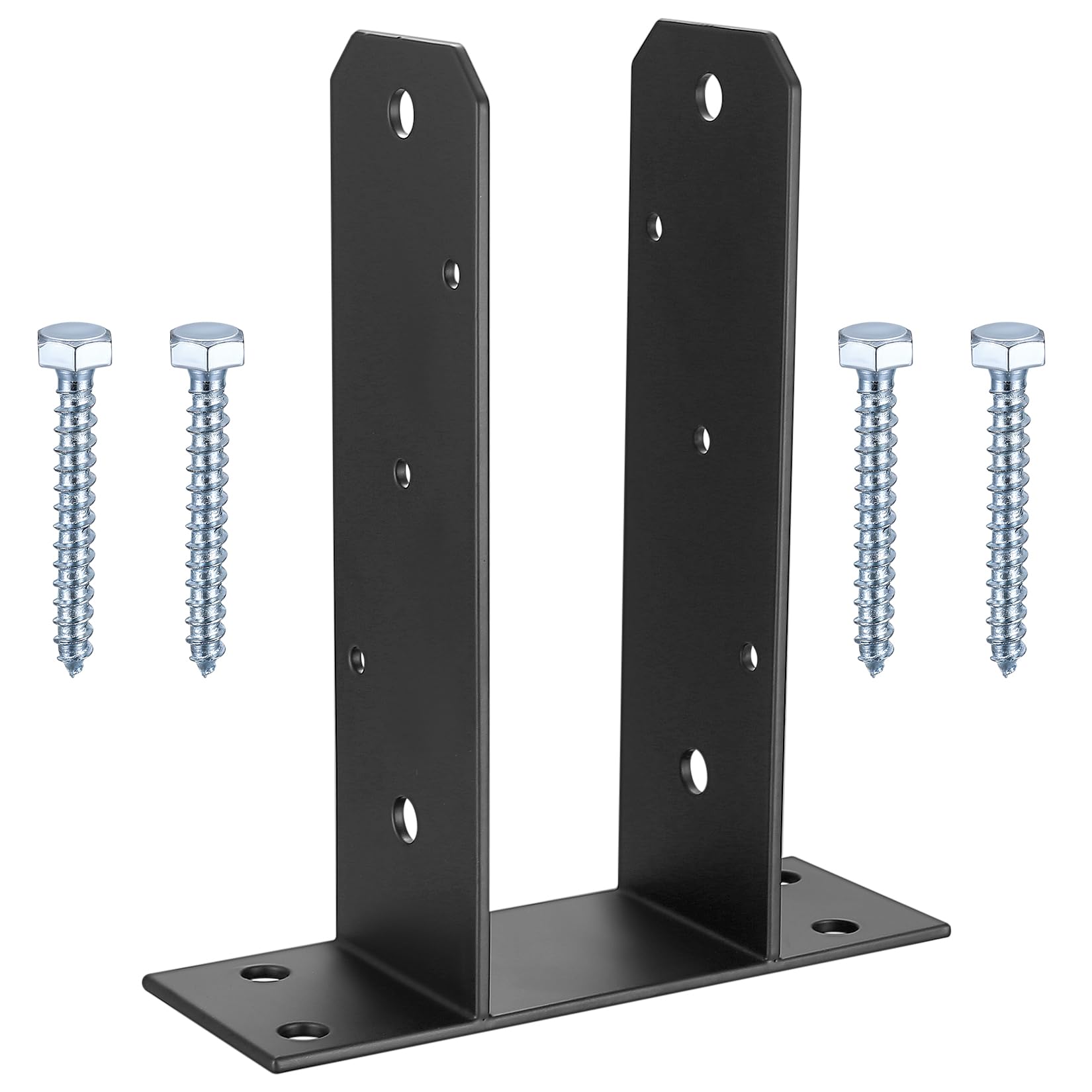 U-Post Support, Fence Post Supports, Wood Fence Pergola Post Base Brackets, Heavy Duty Square U-Shaped Post Support for Screwing On, Base Plate Fence Posts Anchors, 2.8 Inch